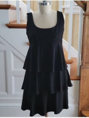 TIANA B. Tier Black Dress Size Small